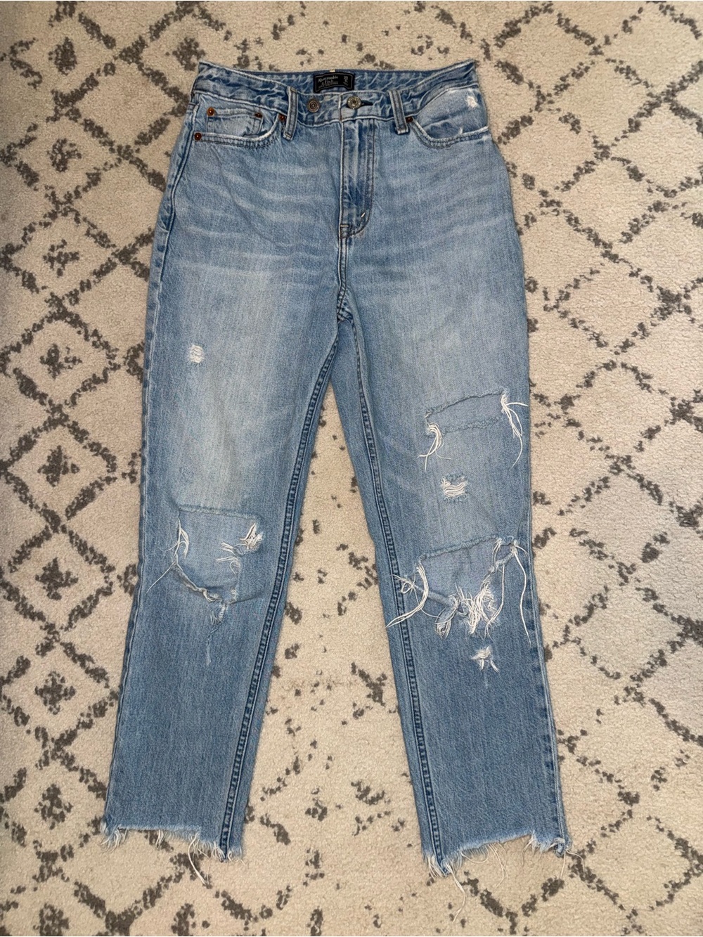 Abercrombie & Fitch Light Blue Distressed Boyfriend Jeans